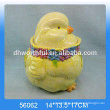 Cutely frasco de almacenamiento de cerámica con la estatuilla de gallo